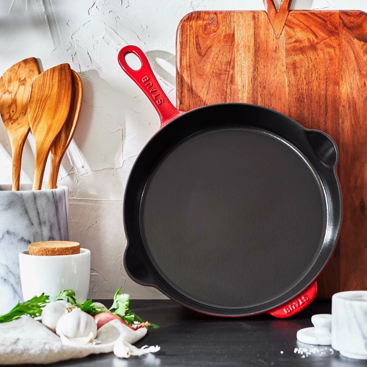 Staub 11'' Traditional Deep Skillet | Cherry Red 6 Staub 11'' Traditional Deep Skillet | Cherry Red - Image 6