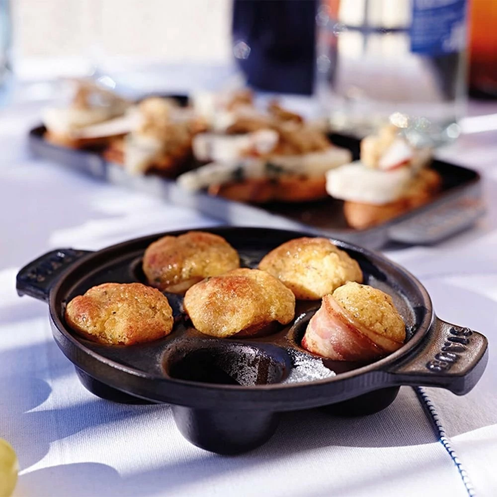 Staub 5.75" Escargot Dish With 6 Holes | Matte Black - Image 2