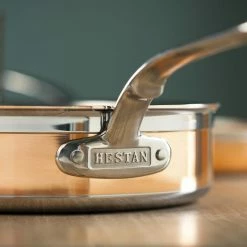 Hestan CopperBond Induction Cookware 3.5 Qt Covered Saute With Helper Handle 8 Hestan CopperBond Induction Cookware 3.5 Qt Covered Saute With Helper Handle -Swiss Diamond shop 31598 hcb hestan copperbond 3.5qt saute pan closeup on handle