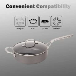 Alternative view of Swiss Diamond | Hard Anodized 4-Quart Nonstick Saute Pan With Glass Lid