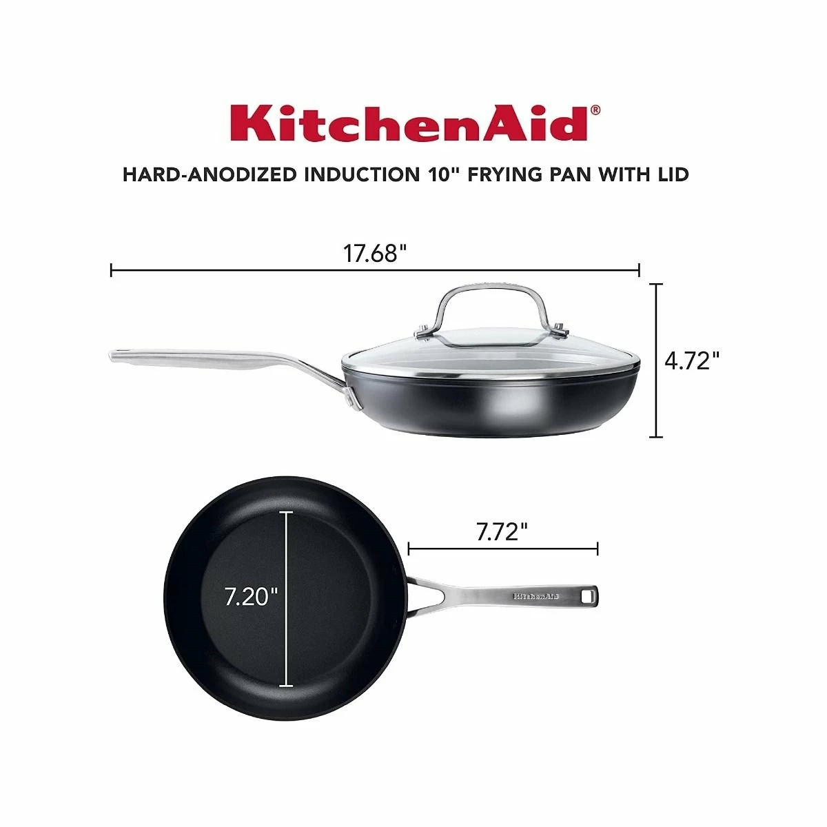 KitchenAid Non-Electrics KitchenAid 10" Hard Anodized Induction Fry Pan With Lid | Nonstick 2 KitchenAid Non-Electrics KitchenAid 10" Hard Anodized Induction Fry Pan With Lid | Nonstick - Image 2