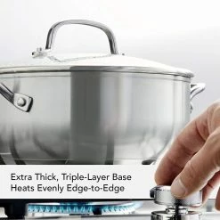 KitchenAid Non-Electrics KitchenAid 4 Qt. Stainless Steel 3-Ply Casserole Dish/Pan With Lid -Swiss Diamond shop 81qcbqwhcsl. ac sl1500