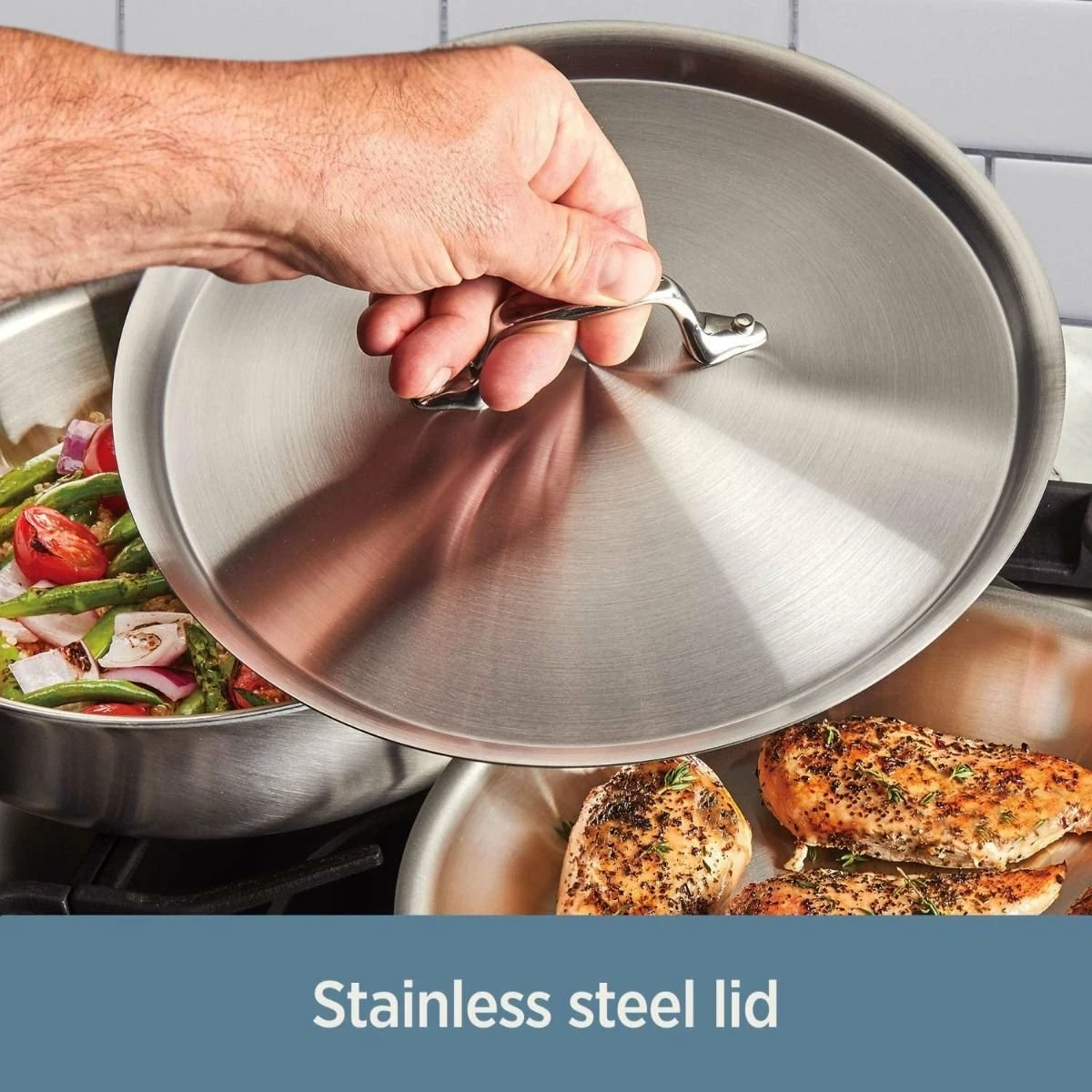 All-Clad D3 Stainless Steel 6-Quart Saute Pan With Lid 4 All-Clad D3 Stainless Steel 6-Quart Saute Pan With Lid - Image 4