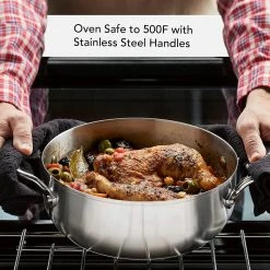 KitchenAid Non-Electrics KitchenAid 4 Qt. Stainless Steel 3-Ply Casserole Dish/Pan With Lid -Swiss Diamond shop 91hcmffdysl. ac sl1500