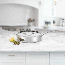 Alternative view of Cuisinart Custom-Clad 5-Ply Stainless Steel Saute Pan With Helper Handle & Lid | 5.5 Qt.