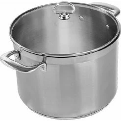 Chantal 21 Steel Induction Stock Pot W/ Glass Lid - 8 Quart