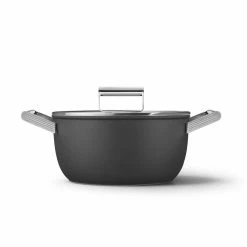 SMEG 5 Qt. Nonstick Casserole Dish With Lid | Black