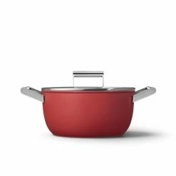 SMEG 5 Qt. Nonstick Casserole Dish With Lid | Red