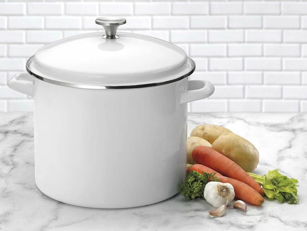 Cuisinart Chef's Classic 12-Quart Enamel On Steel Stockpot With Cover | White 2 Cuisinart Chef's Classic 12-Quart Enamel On Steel Stockpot With Cover | White - Image 2