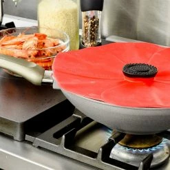Charles Viancin Poppy Silicone Lid - Medium 9" -Swiss Diamond shop cv poppy lid frypan life