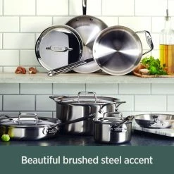 All-Clad D5 Brushed Stainelss Steel Stockpot & Lid | 8 Qt. 9 All-Clad D5 Brushed Stainelss Steel Stockpot & Lid | 8 Qt. -Swiss Diamond shop d55