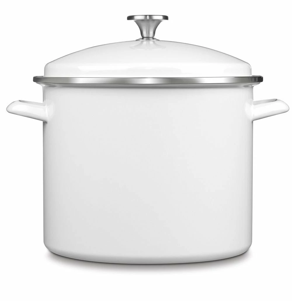 Cuisinart Chef's Classic 12-Quart Enamel On Steel Stockpot With Cover | White 1 Cuisinart Chef's Classic 12-Quart Enamel On Steel Stockpot With Cover | White