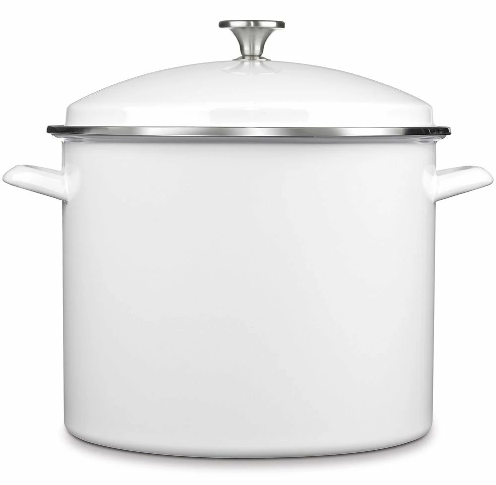 Cuisinart Chef's Classic 16-Quart Enamel On Steel Stockpot With Cover | White 1 Cuisinart Chef's Classic 16-Quart Enamel On Steel Stockpot With Cover | White
