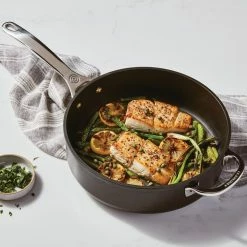 Le Creuset 4.25 Qt. Sauté Pan With Glass Lid | Toughened Nonstick Pro 9 Le Creuset 4.25 Qt. Sauté Pan With Glass Lid | Toughened Nonstick Pro -Swiss Diamond shop saute