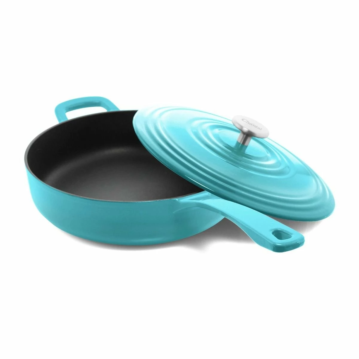 Chantal 4 Qt. Round Cast Iron Saute Skillet | Sea Blue 1 Chantal 4 Qt. Round Cast Iron Saute Skillet | Sea Blue