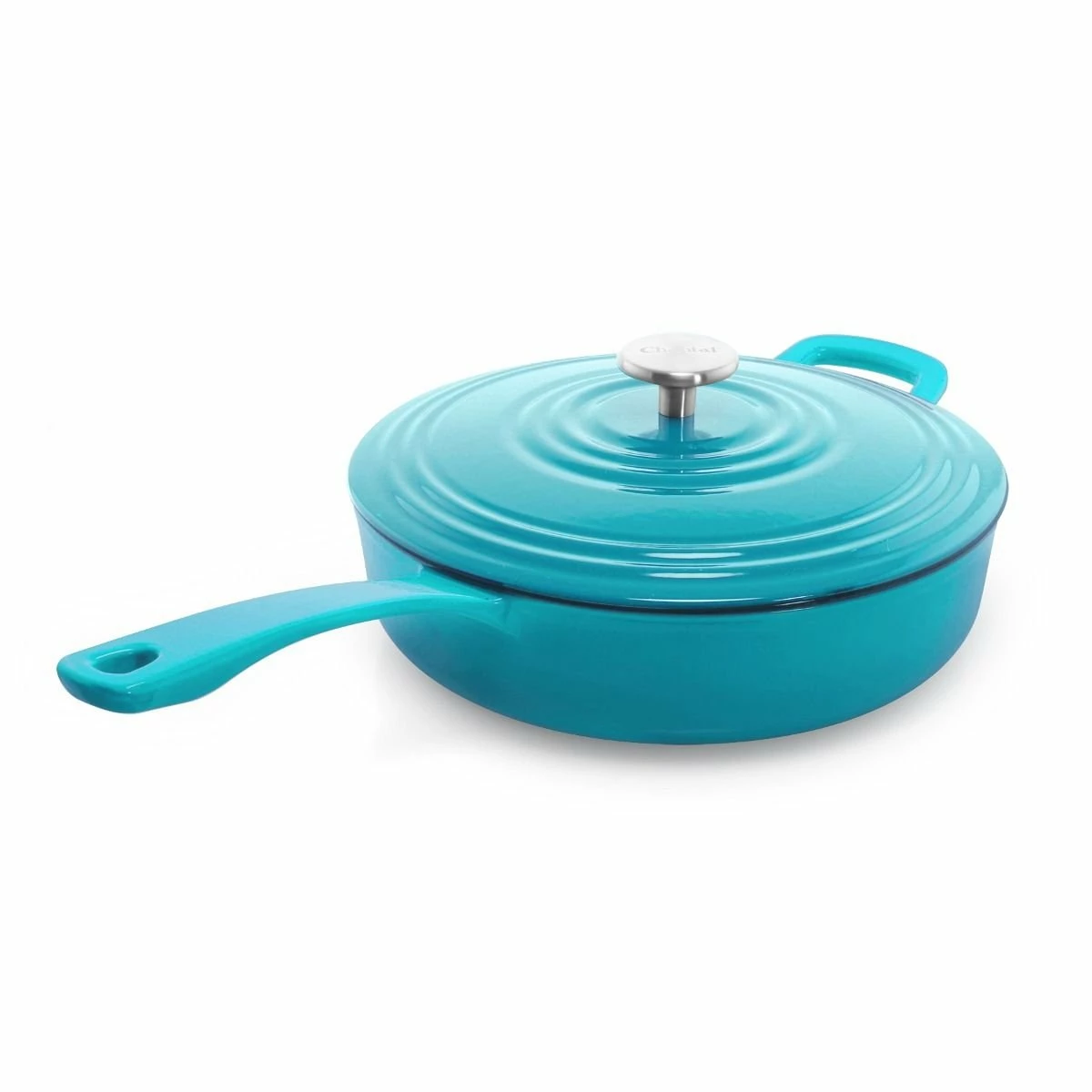 Chantal 4 Qt. Round Cast Iron Saute Skillet | Sea Blue 2 Chantal 4 Qt. Round Cast Iron Saute Skillet | Sea Blue - Image 2